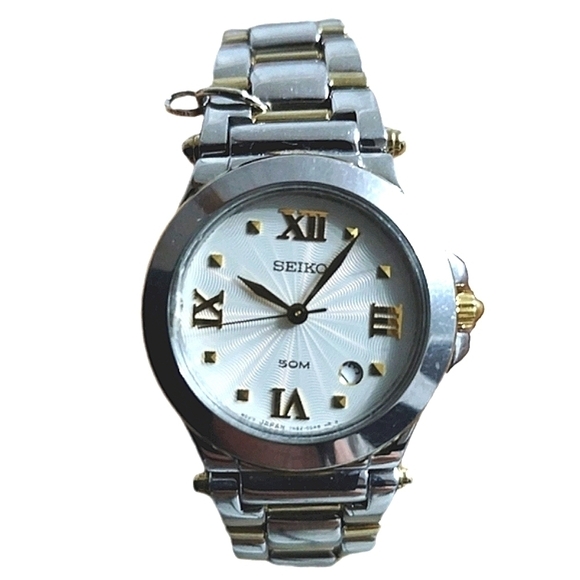 Seiko Accessories - Vintage 1996 Seiko Ladies Two-Tone Watch | Guilloché Dial | Japan
